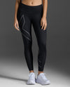 Light Speed Mid-Rise Compression Tights - Black/ Black Reflective